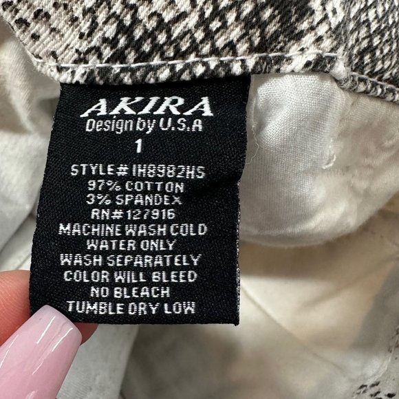 AKIRA Leopard Skinny  Pants Belted Size‎ 1 Juniors Stretch Cotton Spandex White - Picture 7 of 16